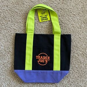 Trader Joe’s Black and Purple Canvas Mini Tote Bag